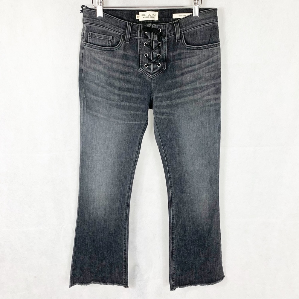 Nili Lotan Lace up cropped Vianca flare jeans